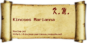 Kincses Marianna névjegykártya